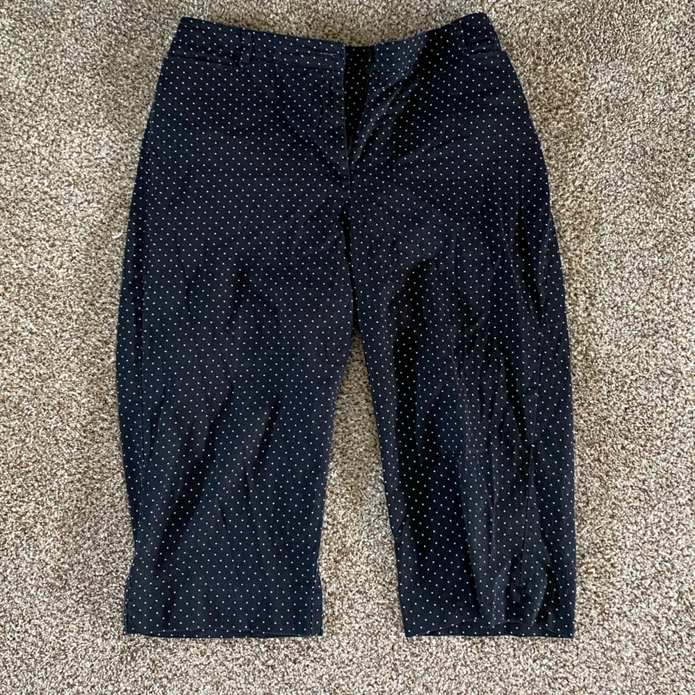 Susan Graver Black and White Polka Dot Crop Pants
